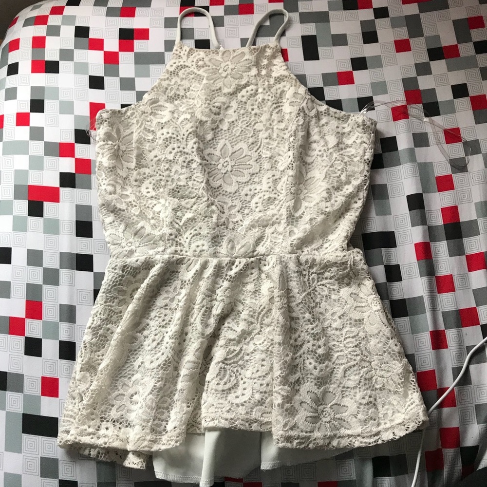 Lace Halter Peplum Top